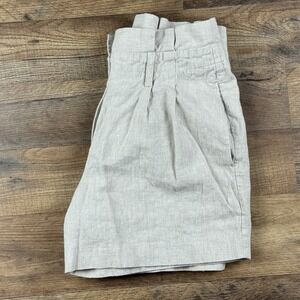 Boden Womens 2 Linen‎ Blend Pleated Front Shorts Cream No Belt